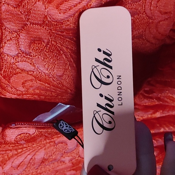 CHI CHI's LONDON* Red Lavinia Tea length dress crinoline satin lining sz UK 12 - Picture 14 of 17